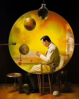 human body, universe-like Soap Bubble,complex surgical instruments mixed with human body-like musical instruments,minimalism,Painting By Adrian Ghenie, Rene Magritte, Salvador Dali, Lucian Freud