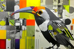 ink and paint of holo sizzle, arafed nonsense contradicting toucans in liminal space, double negative vibe, unnerving vibe, whimisical influence, grotesque vibe, ink and tint leak, minimal, brutalist, Aztec, drab and gray and orange and yellow