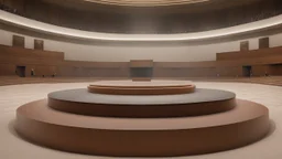 низкому, круглому подиуму в центре зала.