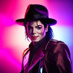 Michael Jackson,purple light effect, closed eyes, rtx, reflection, 8k, glow, winning photography, caustics