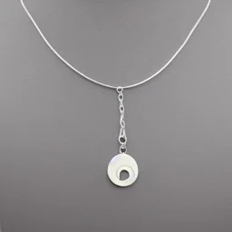 polyester necklace with a silver pendant in the shape of a crescent moon