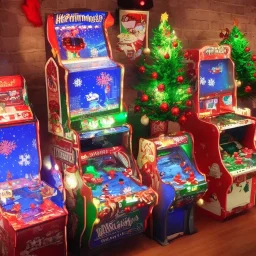 miniature christmas scene arcade games