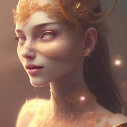 red rose beautiful girl smile,utra realistic,highly detailed, gold, pink, jewels, lace, masterpiece, delicate detailed, sharp focus, insanely detailed, fantasy art, intricate detailed, elegant, fog, Special Lighting, Vibrant, color Scheme, forest, unreal engine 5, trending on artstation