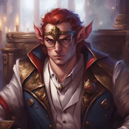 DnD Fantasy Red Teifling in CEO Buisness Tuxedo