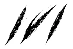 3 different parallel diagonal claw slash marks in black on white, ragged, monster energy, vector