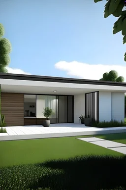 buatkan desain rumah minimalis dengan 3 kamar satu lantai