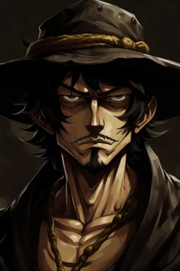 Portrait of Kuro, from One Piece manga, Caravaggio style