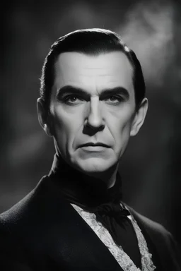 head and shoulders portrait - Bela Lugosi as Count Dracula - 32k, UHD, 1080p, 8 x 10, glossy professional quality digital photograph - dark foggy gradated background, historic, powerful, octane rendering, exquisite detail, 30 - megapixel, 4k, 85 - mm - lens, sharp - focus, intricately - detailed, long exposure time, f8, ISO 100, shutter - speed 1125, diffuse - back - lighting, ((skin details, high detailed skin texture)),