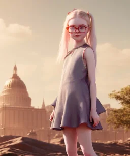 Elle fanning toddler, full body, city background, hot couture, dramatic lighting