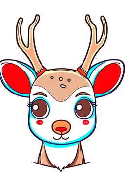 create a cute Christmas reindeer with doe eyes. keep image in the middle of the page for children under 5 to colour