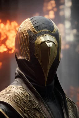 reptile, mask cover whole face and hood , mortal kombat 11, highly detailed, hyper-detailed, beautifully color-coded, insane details, intricate details, beautifully color graded, Cinematic, Color Grading, Editorial Photography, Depth of Field, DOF, Tilt Blur, White Balance, 32k, Super-Resolution, Megapixel, ProPhoto RGB, VR, Half rear Lighting, Backlight, non photorealistic rendering
