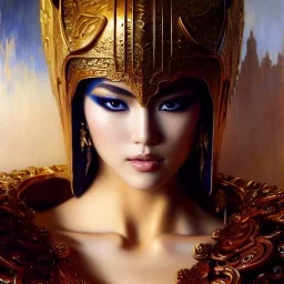 portrait beautiful face 'Yuria-Fist of the North Star',busty,ancient metal armor balanciaga fashion clothe painting by gaston bussiere, greg rutkowski, yoji shinkawa, yoshitaka amano, tsutomu nihei, donato giancola, tim hildebrandt, oil on canvas, cinematic composition, extreme detail,fit full head inside picture,16k