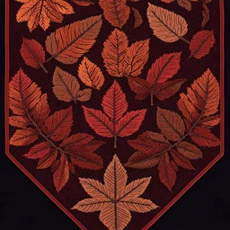 autumn colored cloth banner embroidered with leaves