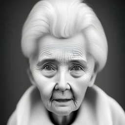 beautiful photo portrait of an old woman white hair black and white