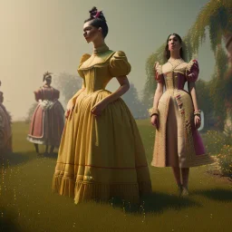 Full body, 3d render, dua lipa, 1800's women style, 1800's hair style, 1800's women clothes style, hyper realistic, octane render, unreal engine 5, 8k, palace background, uhd