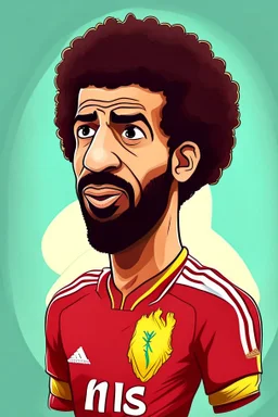 Mohamed Salah Egyptian soccer player cartoon 2d