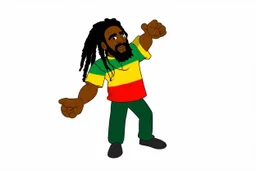 cartoon rasta in tpose white background