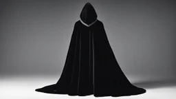 накидка — длинная, из чёрного бархата, отороченная не серебром, а тонким, почти невидимым серым мехом по краю капюшона. Она была простой, но элегантной, без вычурных украшений, лишь на застёжке в виде летучей мыши сверкал один маленький, тёмный камень, похожий на обсидиан