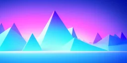 3d rendering. Abstract futuristic neon background. Fantastic landscape with glowing geometric triangular frame and mountains