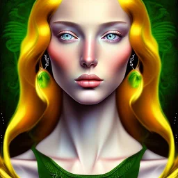 portrait of a beautiful woman with green eyes by Sandro Botticelli style