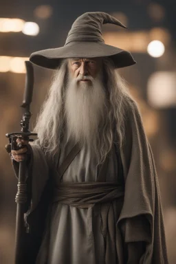 gandalf as ninja on tv show,shot on Hasselblad h6d-400c, zeiss prime lens, bokeh like f/0.8, tilt-shift lens 8k, high detail, smooth render, down-light, unreal engine, prize winning