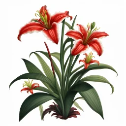 Western Red Lily plant on white background, illustration