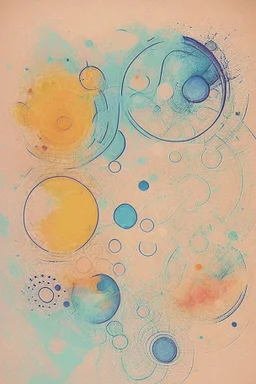 Abstract watercolor circles with Sketchy pencil outlines