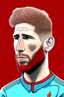 Sergio Ramos Spanish soccer player 2d cartoon