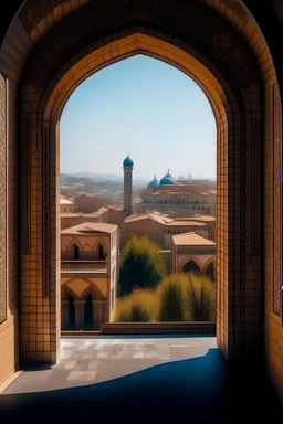 Fenster Ausblick auf persische Stadt gerade Perspektive