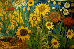 A hieroglyphic flower patch painted by Vincent van Gogh