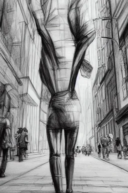 street, god walking, model style, hyper realistic, accurate, delicate, extremely detailed, Graphic novel style, wide-angle, front view, open aperture, superfine pencil