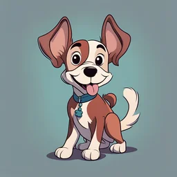 A charming 2D image of a dog in Disney style, featuring solid colors that evoke the classic Disney animation aesthetic. The dog exudes personality and charm, perfect for capturing the whimsical spirit of beloved Disney characters