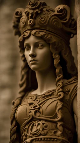 sculpture, Caty Valentine In Age 15, 2nd bc Century Style dress, huge Voluptuous, Intricately Detailed, exquisite detail, 150mm lens, sharp focus, intricate detail, long exposure, f/2, ISO 100, shutter speed 1/300, diffuse backlighting, facing camera, looking into camera, monovision, perfect contrast, high sharpness, global illumination, smooth,