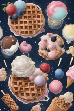 stardust,ice cream,waffle