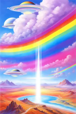 realist, high,rainbow commander, intergalactic beautiful ufos rainbows,high contact, futuriste