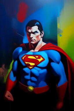 Superman wacky mtv tv show oil canvas