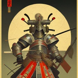 Ukiyo-e Style , Male Samuri in armour