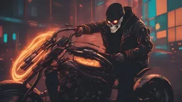 Ghost Rider in the style of cyberpunk