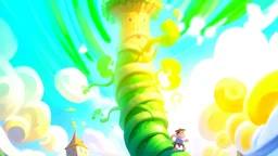 Fantasy digital illustration: huge, tall, colossal beanstalk reaching the sky