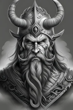 grey and white viking in hyper realistic style