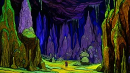 A purple haunted gemstone cavern painted by Vincent van Gogh