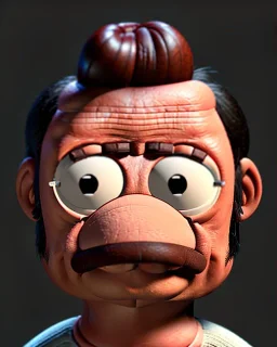 Realistic Waist up Portrait, muppet, “family guy” style, photo studio, unreal engine 5, god lights, ray tracing, RTX, lumen lighting, ultra detail, volumetric lighting, 3d.