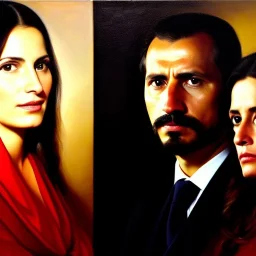 portrait of Jacobo Santiago Mozos born in 1976 and Gemma Arnau Arnau born in 1979,by DIEGO VELÁZQUEZ, oil on canvas, cinematic composition, extreme detail,8k,fit full head inside picture