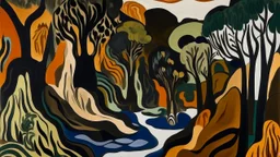 A brownish bronze canyon with tar pits painted by Henri Matisse