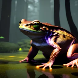 fluid ink amphibian creature, dark dirty water, lack of light, unreal engine 5, 8k resolution, photorealistic, ultra detailed