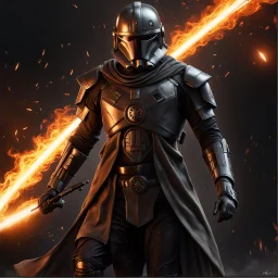 star wars bald male corellian pilot wearing pearlescent black and gunmetal grey First Order special forces heavy assault stealth commando armor and helmet with gold trim inside the jedi temple, hyperdetailed, dynamic lighting, hyperdetailed background, 8k resolution, volumetric lighting, light skin, fully symmetric details