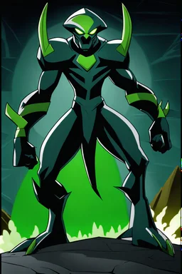 alien From Ben 10 cartoon. Strong, fit body. From his faction. Shark. Advanced jewels and metal. Dark magic. Power and luxury