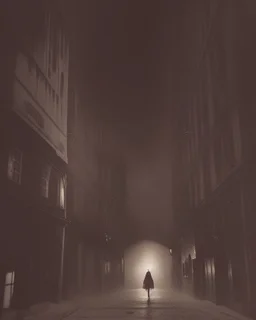 Dark street life creepy fog colours strong texture nightmare 8k artistic Photography volumetric light, Yves Tanguy Max Ernst Gustav Klimt chaos fool