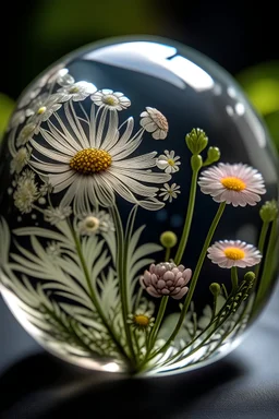 flowers in an etched bubble