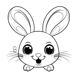 create a 2d black outline, "scary kawaii plush rabbit with buttons for eyes coloring book for kids", coloring page, low details design, black contour, coloring page design, simple background, colorful , card style, coloring page for kids, white background, sketch style,